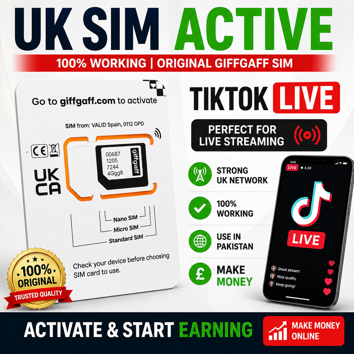 UK SIM Card GiffGaff Original